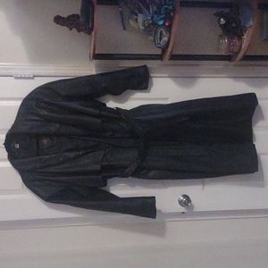 Black Leather Trench Coat